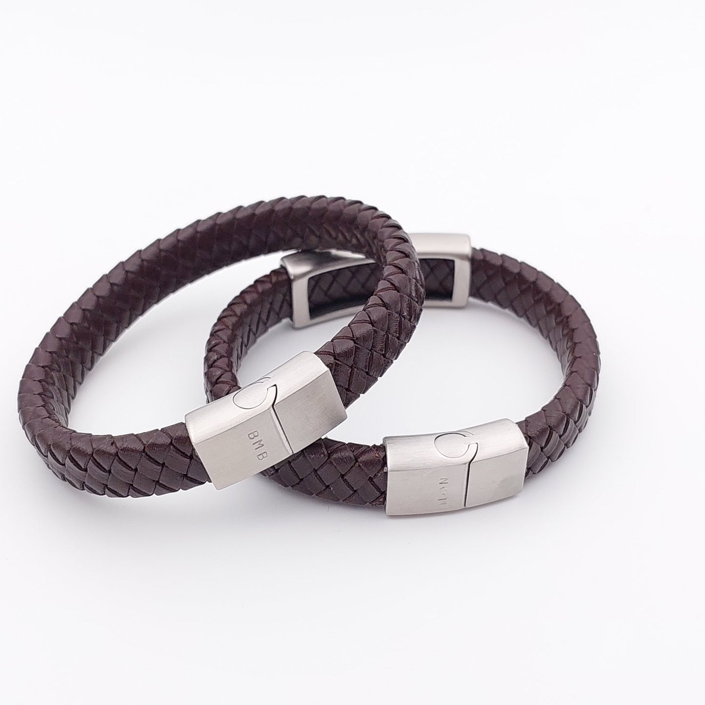 Men's Braided Leather Bracelet with Bar Slider