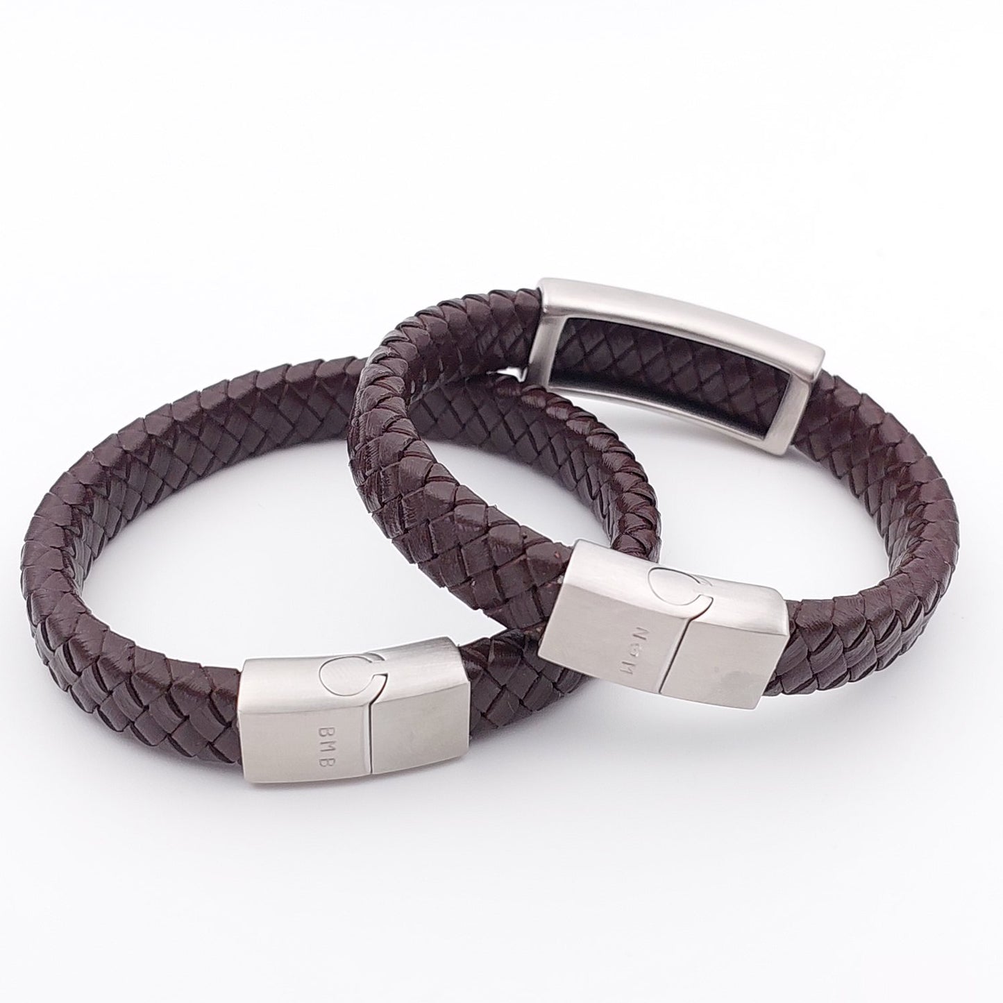 Men's Braided Leather Bracelet with Bar Slider