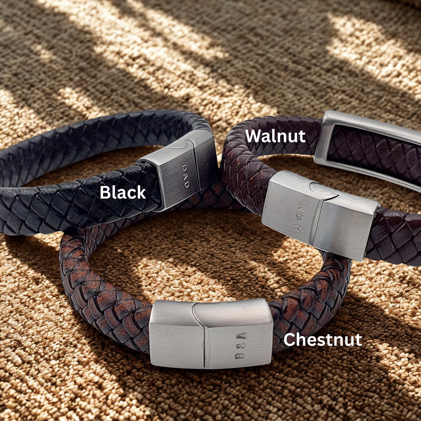 Men's Braided Leather Bracelet with Bar Slider