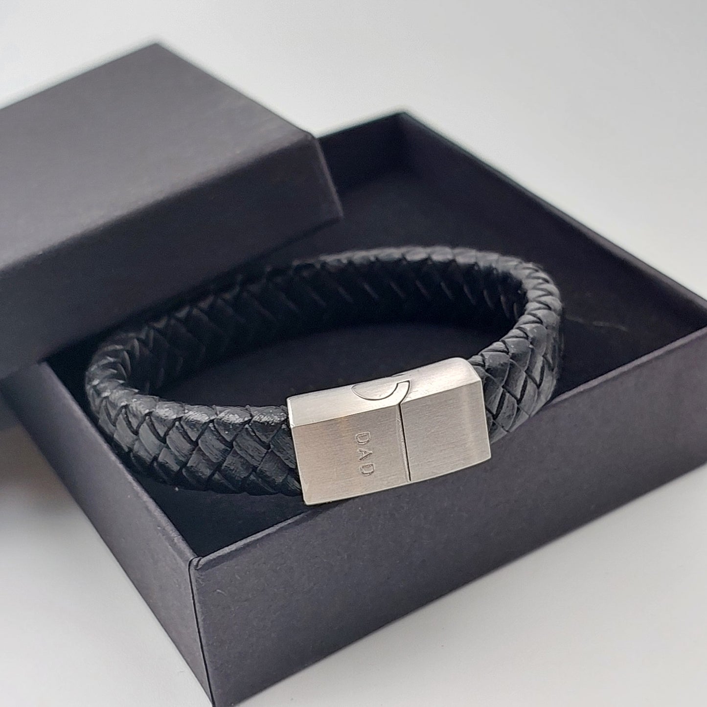 Men's Braided Leather Bracelet with Bar Slider