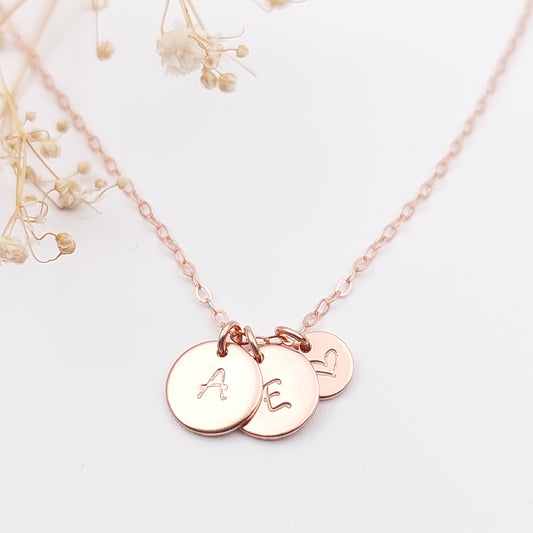 Personalised 14k Rose Gold Filled Multi Disc Necklace