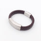 Men's Braided Leather Bracelet with Bar Slider