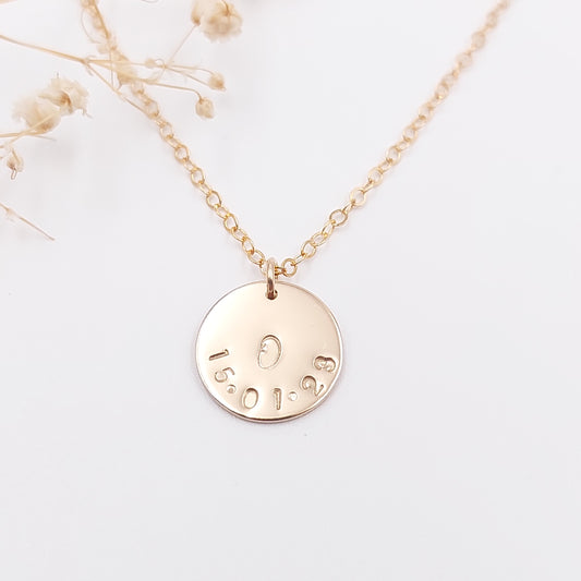 Initial and Date Disc Necklace