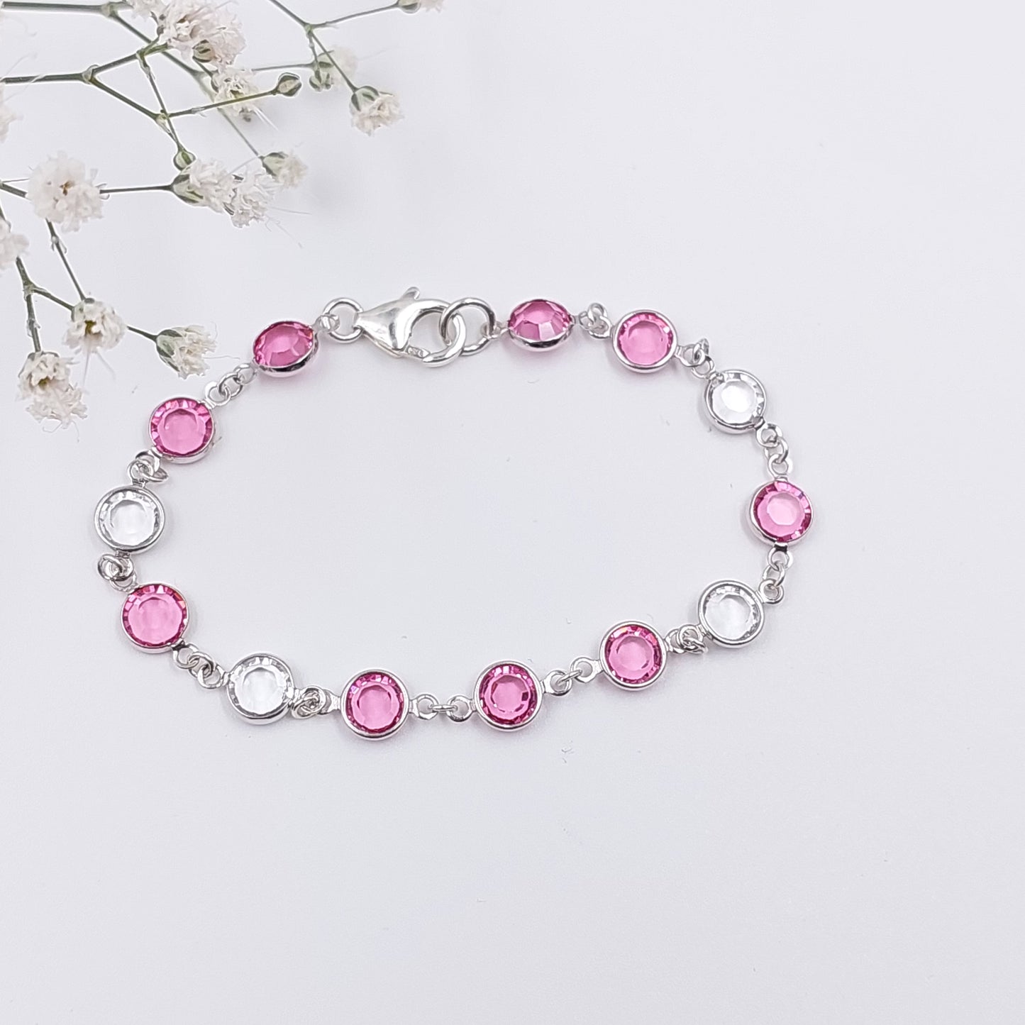 Sample Pink & Clear Swarovski Crystal Bracelet