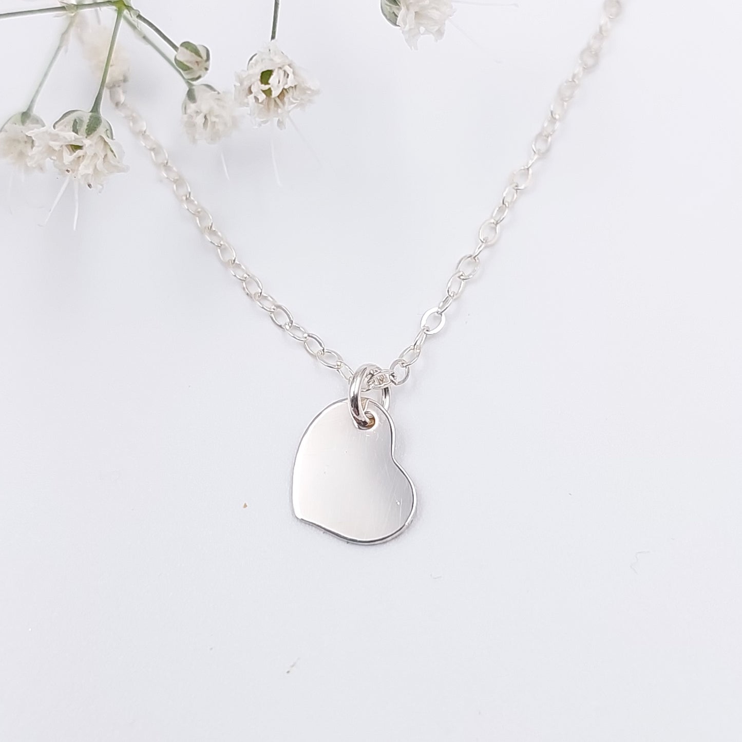 Sample Sterling Silver Heart Disc Necklace