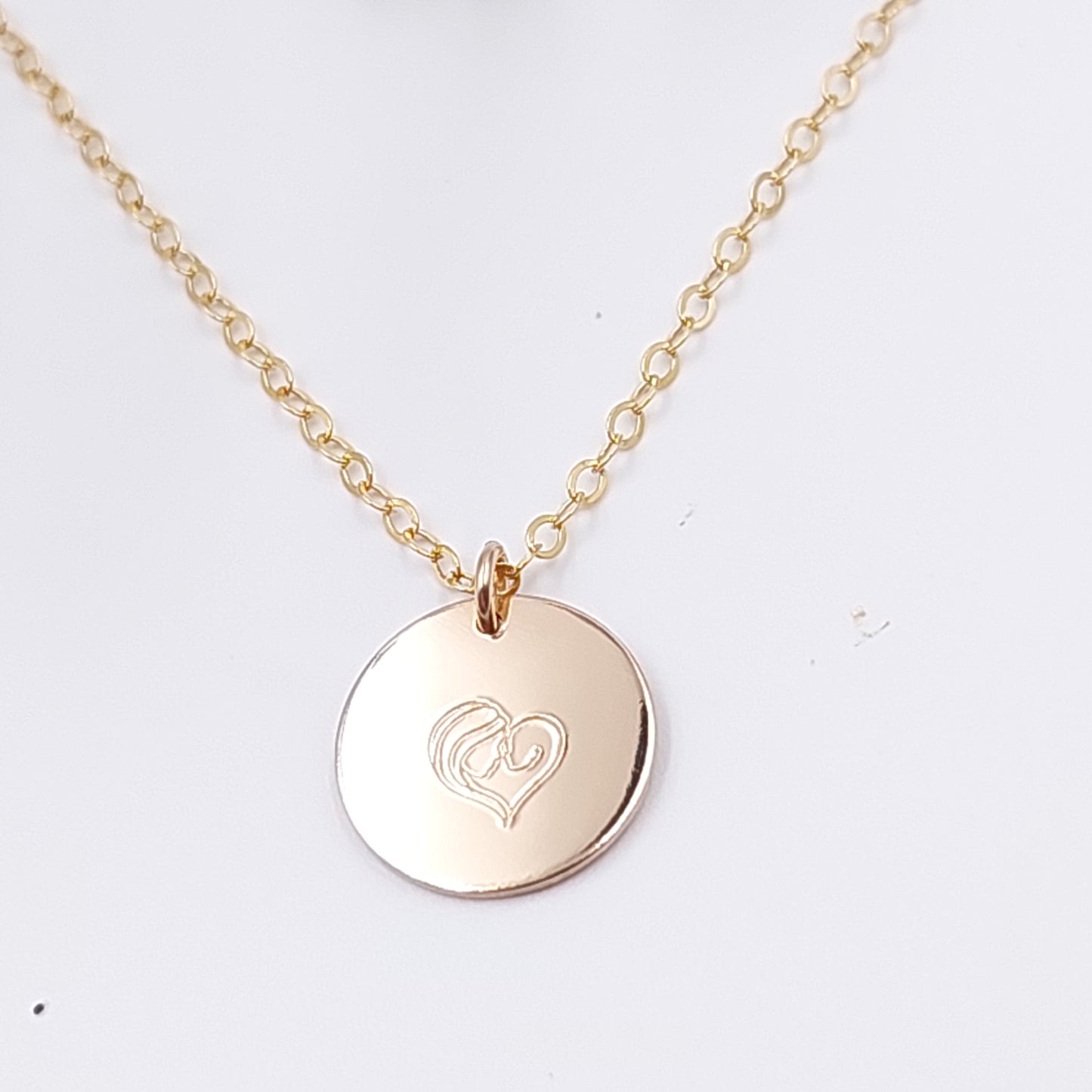 Pre-Stamped 14K Gold Filled Mother & Baby Midi Disc Necklace