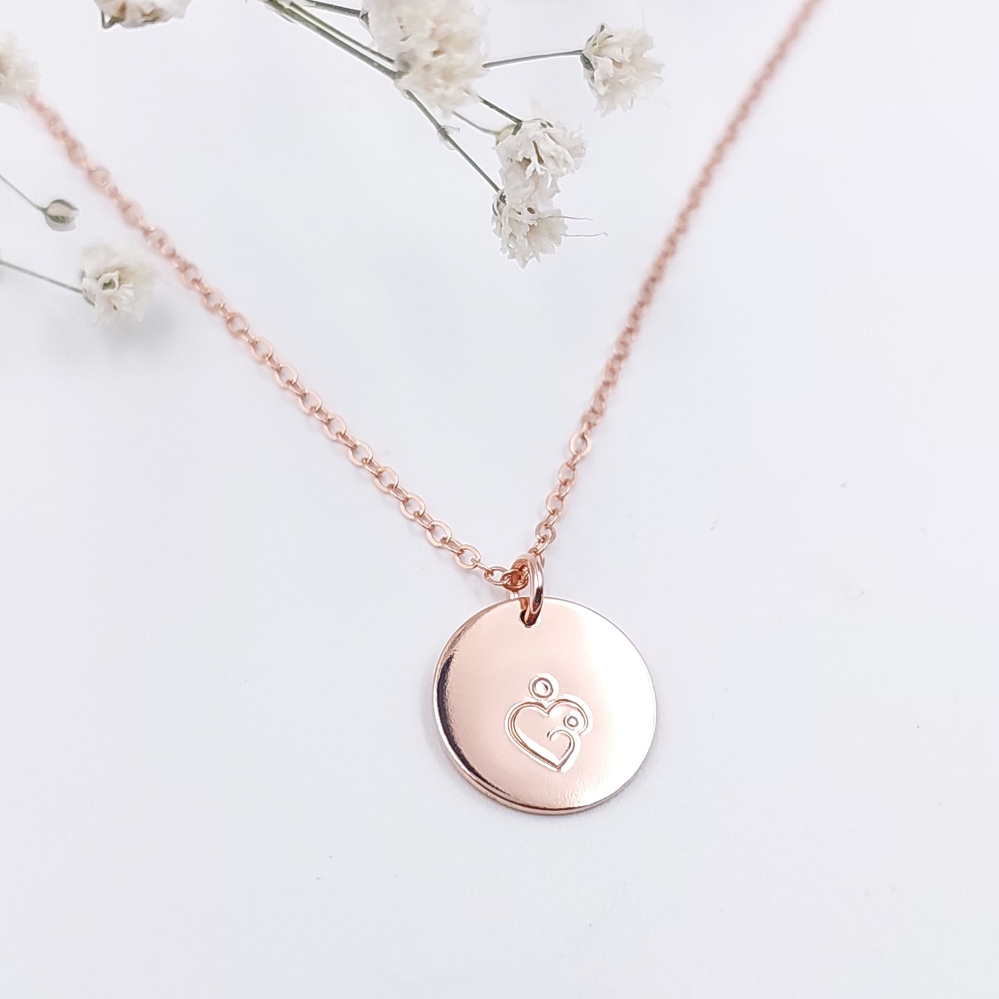 Pre-Stamped 14K Rose Gold Filled Mothers Love Midi Disc Necklace