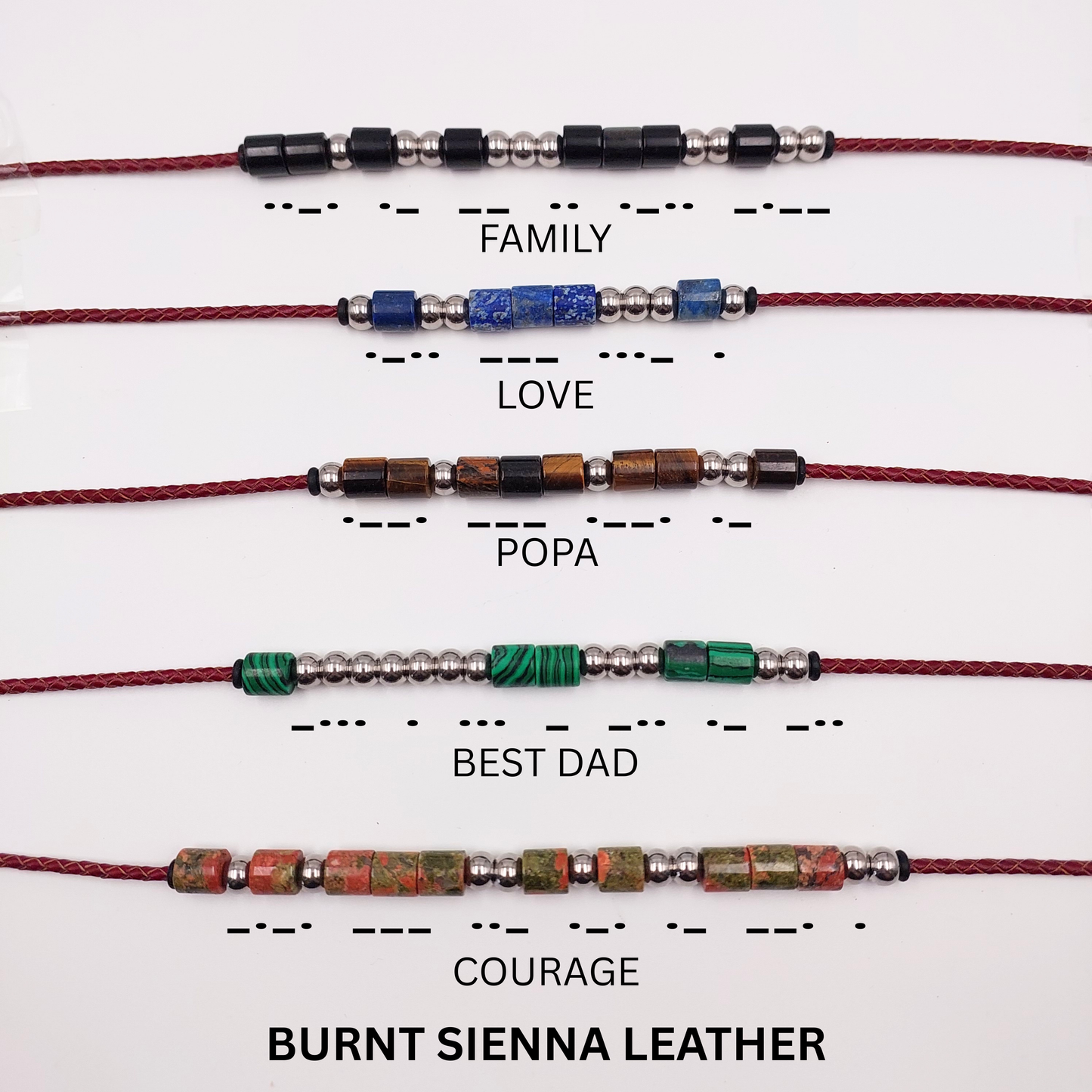 Men's Morse Code  Beaded Necklace