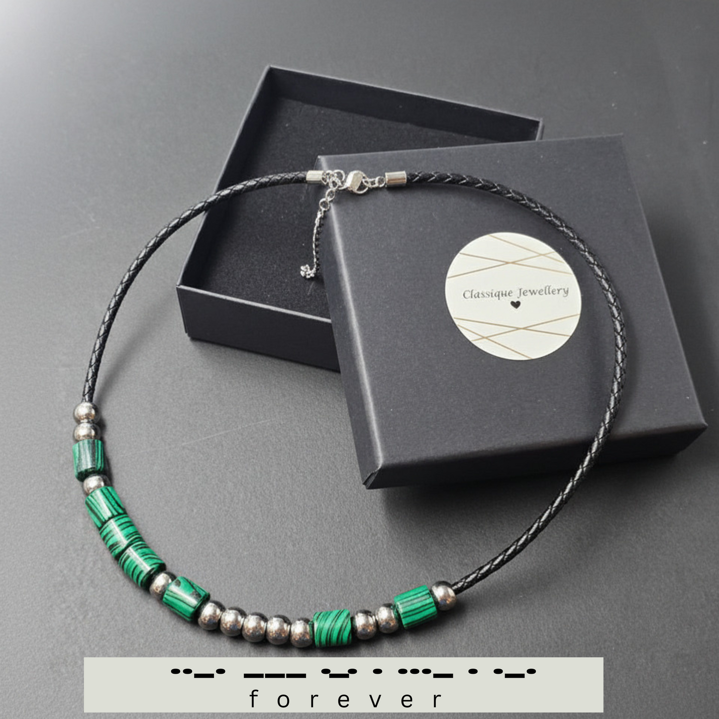 Men's Morse Code  Beaded Necklace