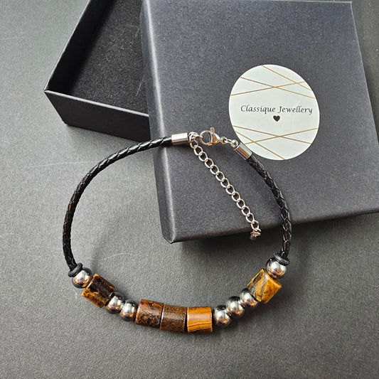 Men's Morse Code Beaded Bracelet