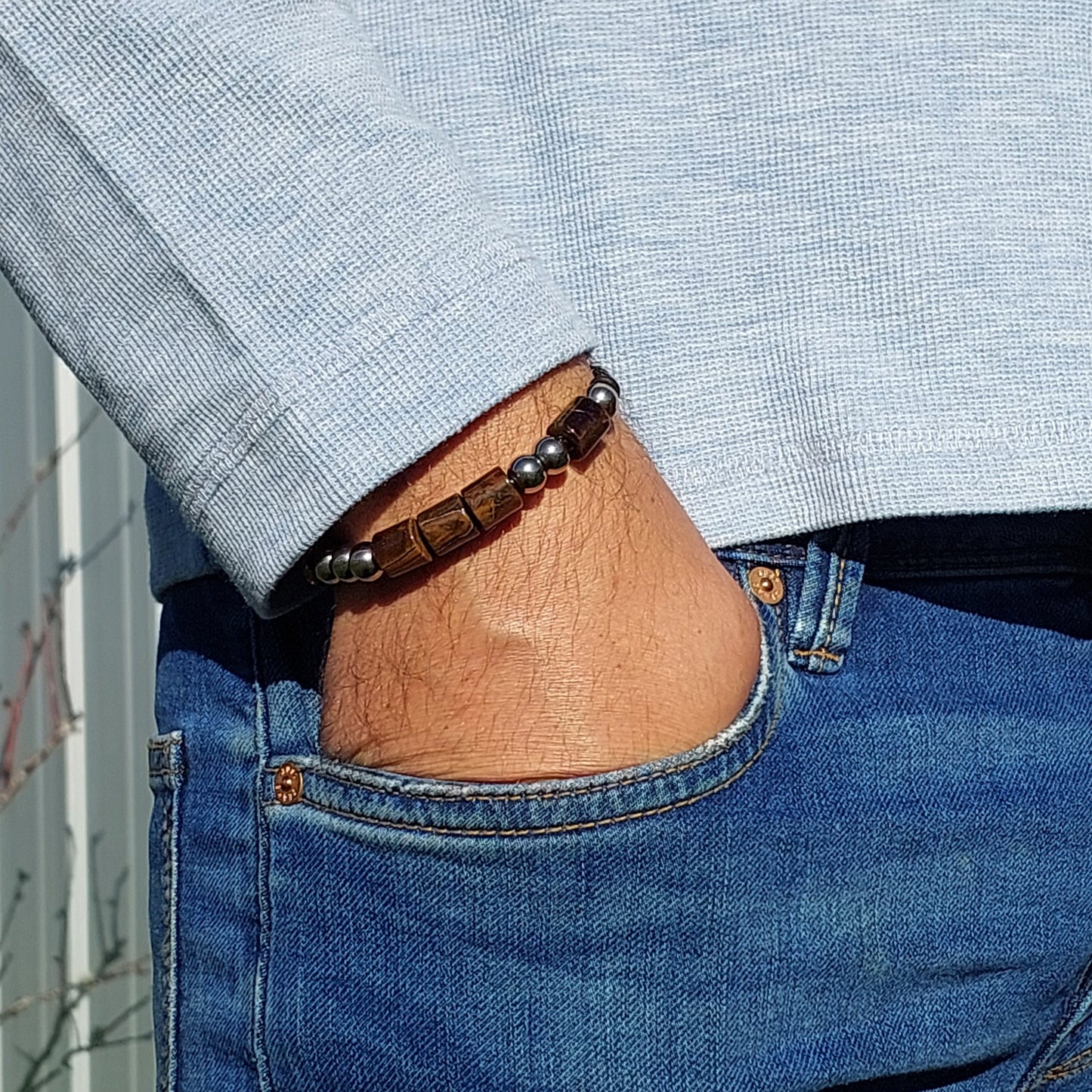Men's Morse Code Beaded Bracelet
