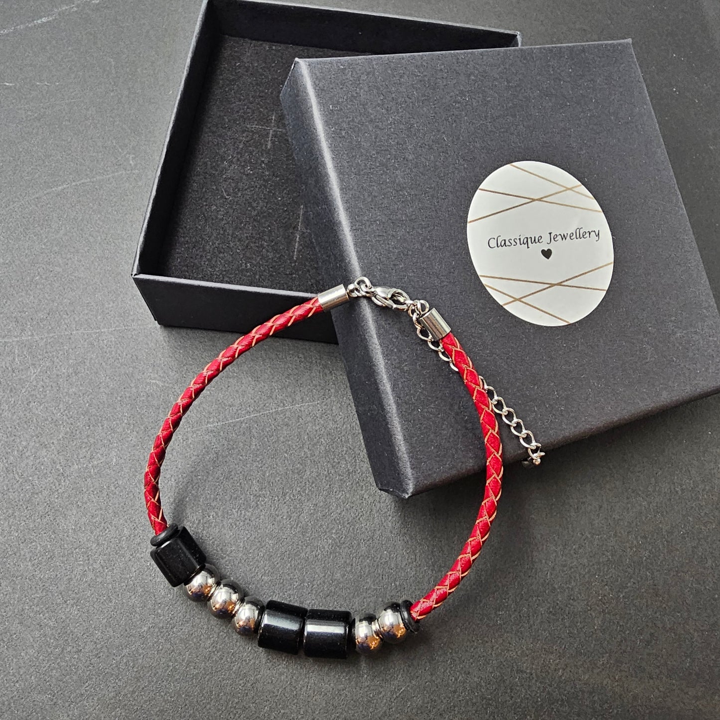 Men's Morse Code Beaded Bracelet