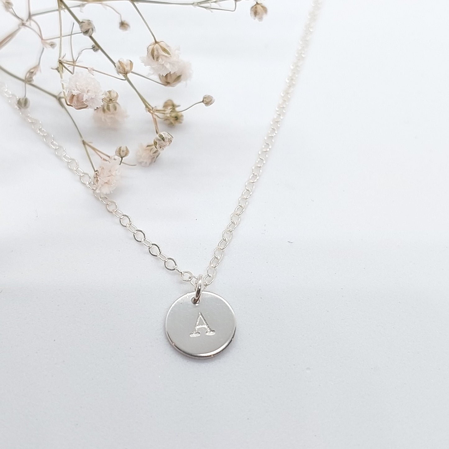 Hand-stamped personalised necklace. Personalised Jewellery, personalised jewelry. Custom made jewellery. Made in NZ. Initial necklace