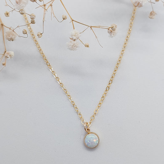 Tiny White Opal Necklace