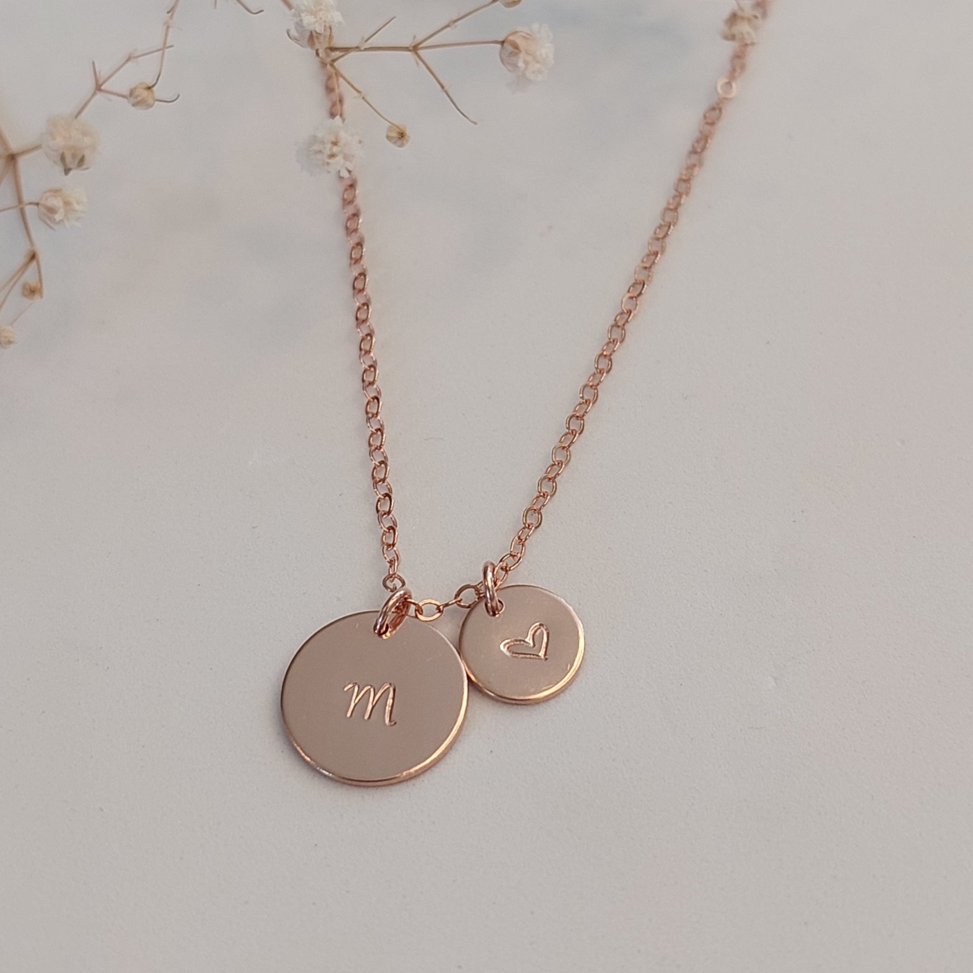 Hand-stamped personalised necklace. Personalised Jewellery, personalised jewelry. Custom made jewellery. Made in NZ. Initial necklace