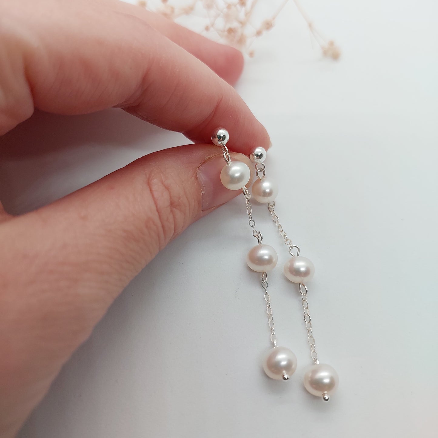 Triple Pearl Drop Earrings