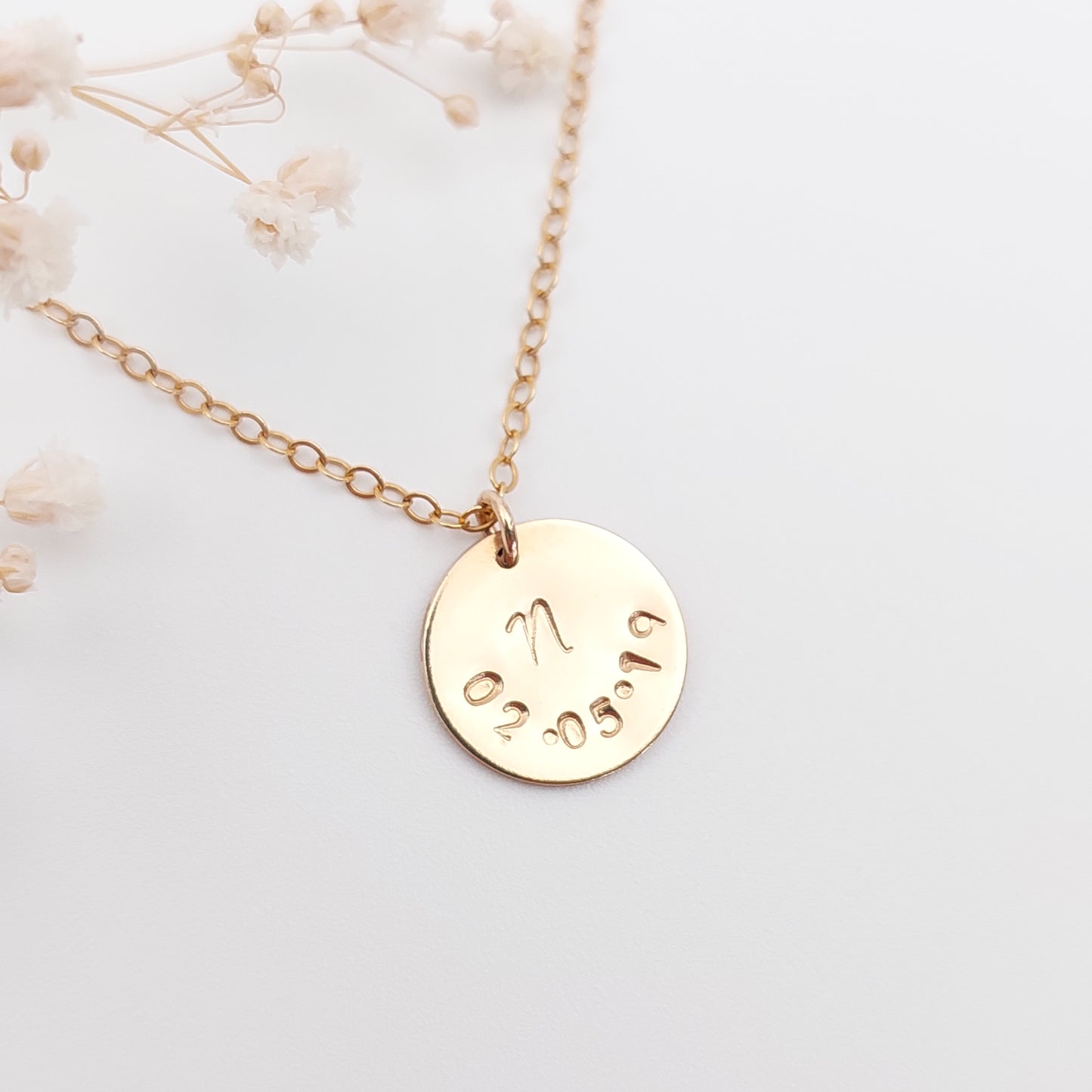 Initial and Date Disc Necklace