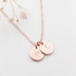 Personalised hand stamped necklace with 2 initials. Personalised Jewellery, hand stamped jewellery. Made in NZ. Sterling Silver, 14k Gold Filled and 14k Rose Gold Filled. Personalised Gif for mother, friend, grandmother, wife