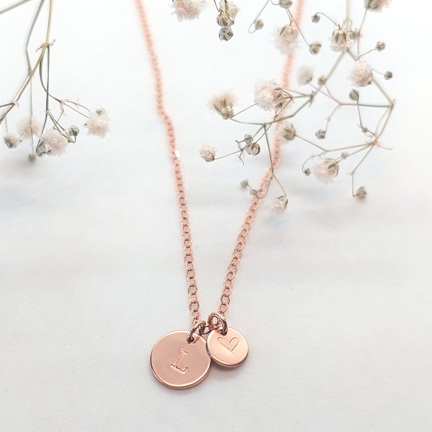 Hand-stamped personalised necklace. Personalised Jewellery, personalised jewelry. Custom made jewellery. Made in NZ. Initial necklace