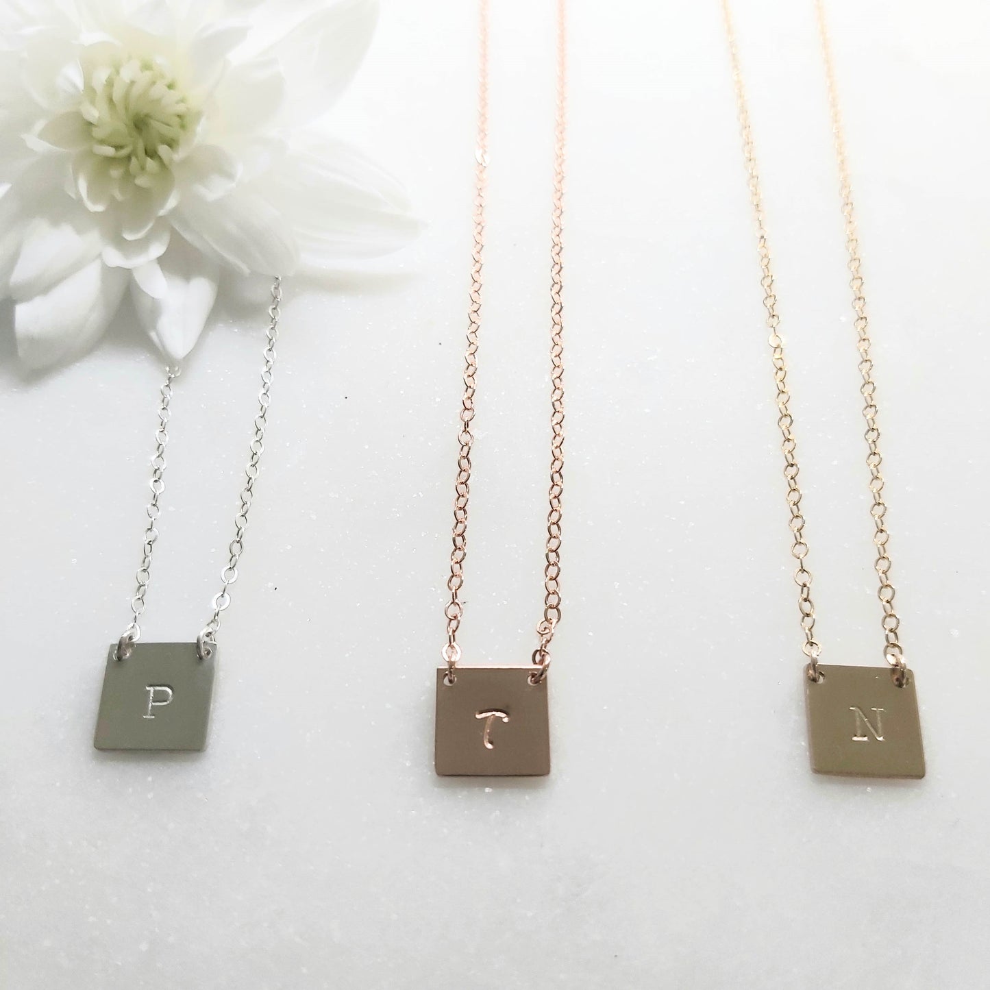 Hand-stamped personalised necklace. Personalised Jewellery, personalised jewelry. Custom made jewellery. Made in NZ. Initial necklace